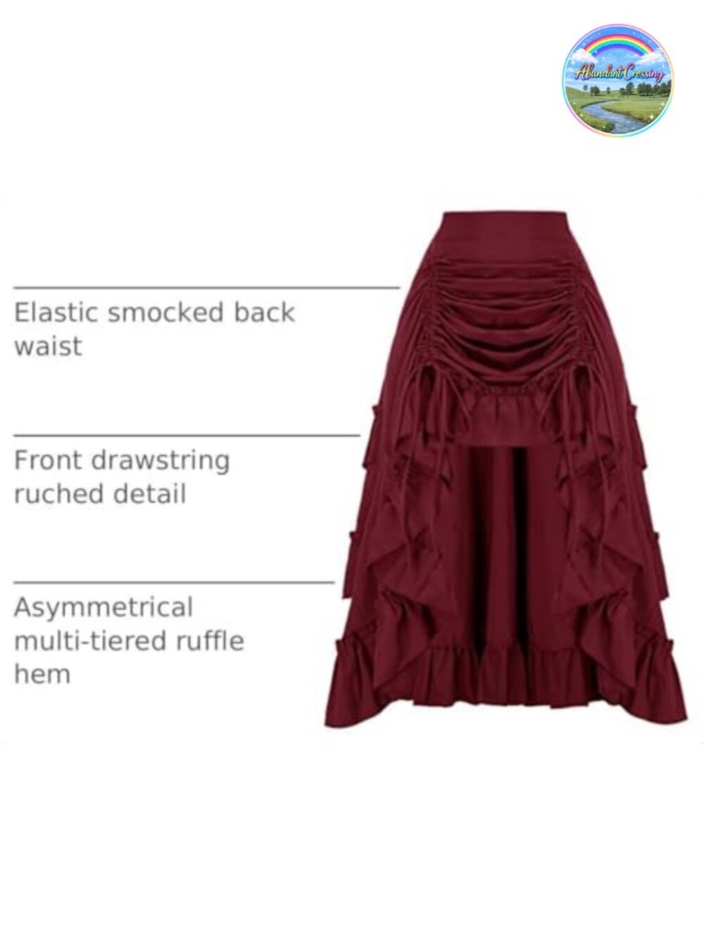 Women Renaissance Pirate High-Low Maxi Skirt Ruffle Two-Way Wear - Picture 3 of 6